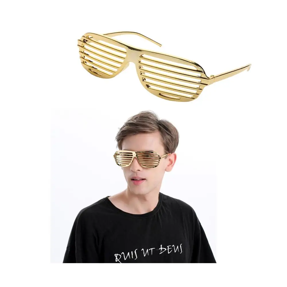 Novelty Gold Plastic Shutter Shades Sunglasses Glasses Funny Fancy