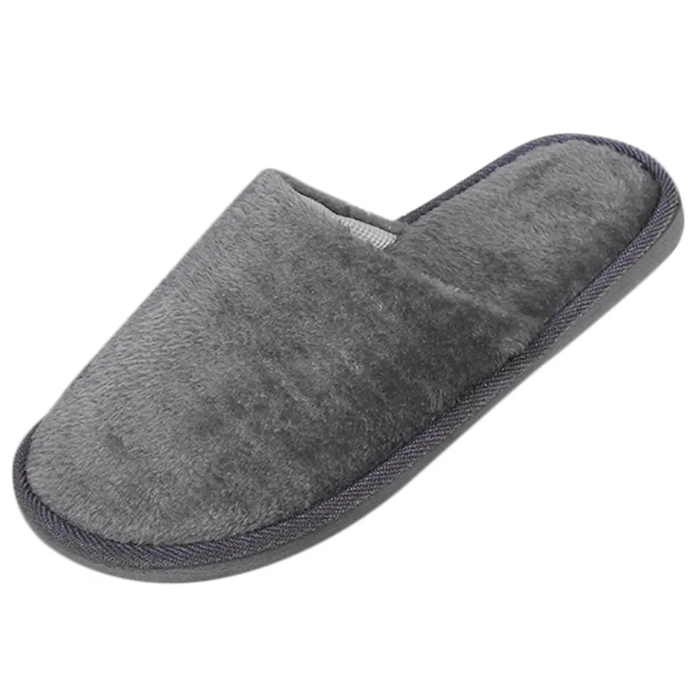 Мужские теплые домашние тапочки из флока с круглым носком и плюшевой подкладкой; нескользящие зимние домашние тапочки; мужская обувь на плоской подошве; большие размеры