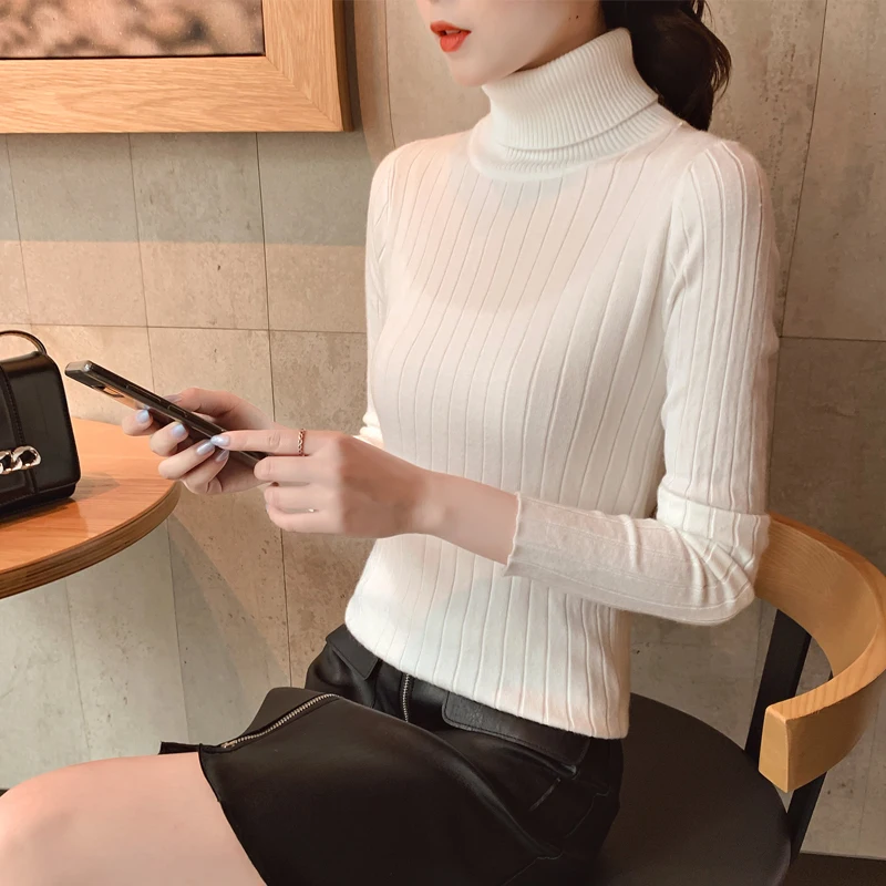 Turtleneck Sweater Womens Long Sleeve Knitted Pullovers Sweaters Autumn Winter Loose Female elastic force Jumper Tops | Женская одежда