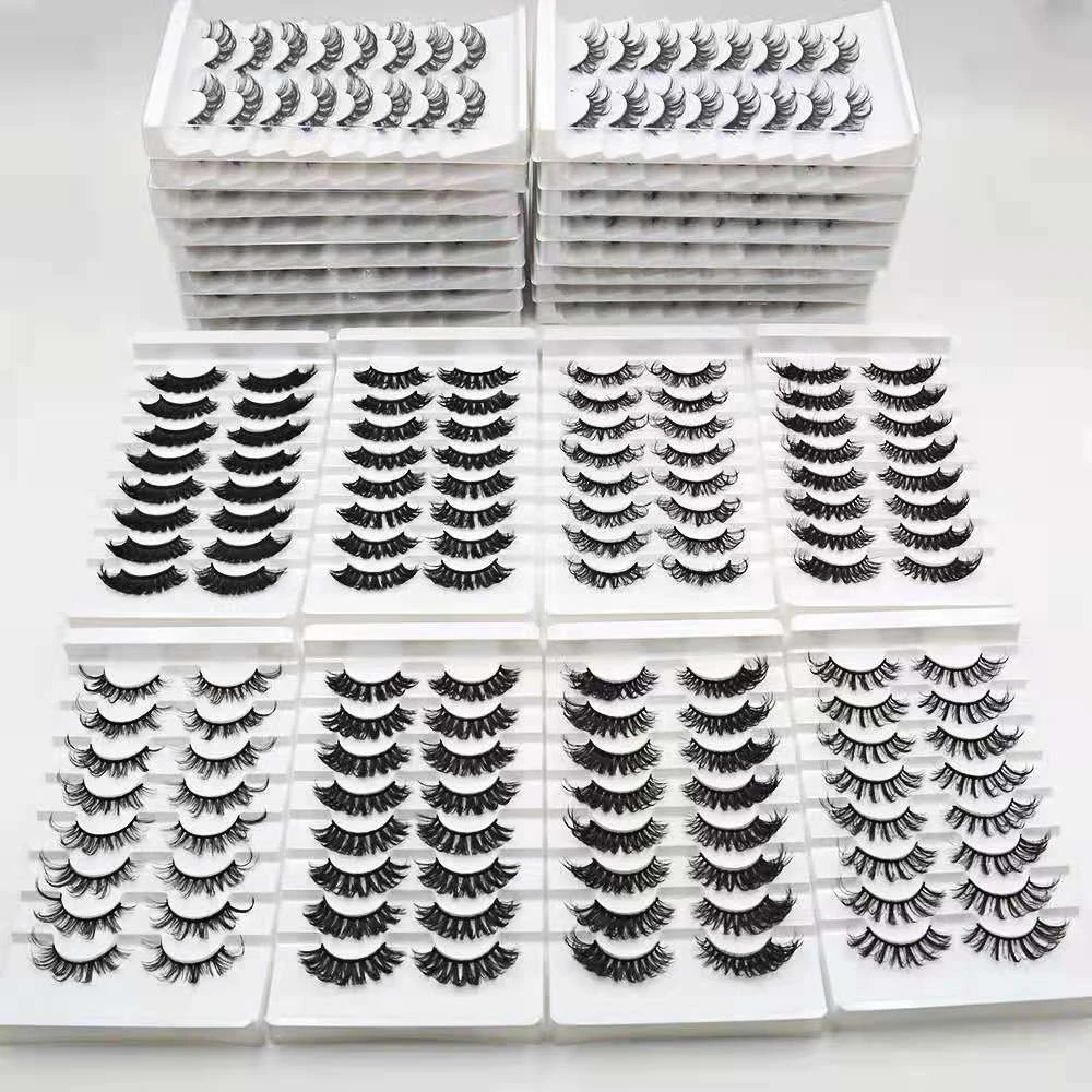 

3D искусственной норковые ресницы 8 пар натуральный керлинг накладные ресницы из пышного мягкого тонкими объем драматический длинный крест ...