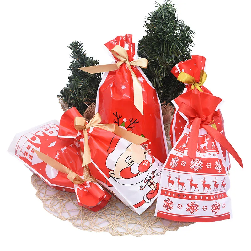 

5pcs Cartoon Snowflake Santa Claus Packaging Bags 24x15cm High quality standable candy gift bags kids christmas gift package bag