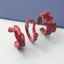 

1pc Unsex Alloy Red Irregular Ring Bloody Color Cool Ring Simple Punk Style Geometric Finger Ring Vintage Jewelry Gift Hot