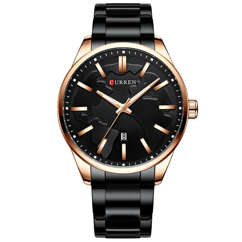 Rose Black Мужские часы Curren лучший бренд класса люкс кварцевые мужские s часы Стальные водонепроницаемые Бизнес наручные часы Дата мужские часы Relogio Masculino - Цвет: Rose Black