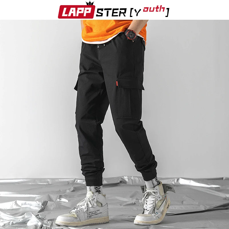 LAPPSTER-Молодежные мужские однотонные черные Харадзюку хип-хоп джоггеры мужские уличные брюки карго корейская мода спортивные брюки с карманами 5XL