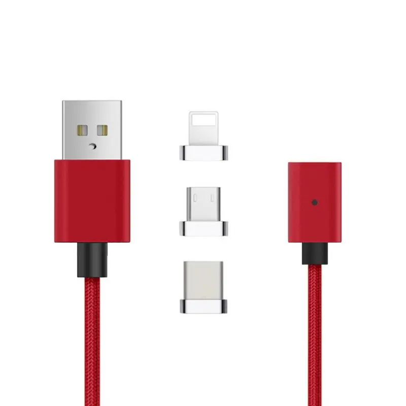 

3-in-1 Phone Magnet Adsorption Charging Cable, 360 Degree Rotation Charger Tip For Type-C, For Android, For IPhone