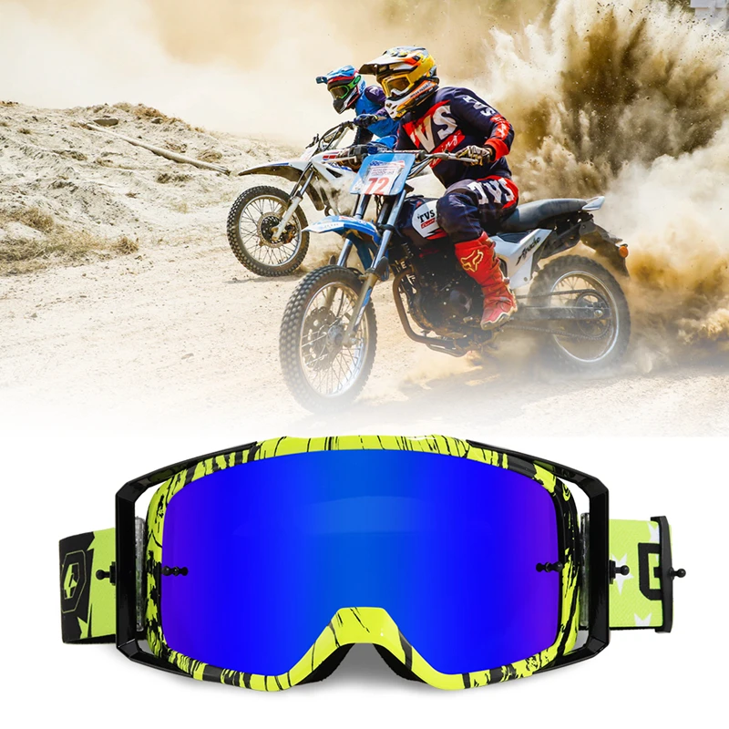 Motocross Goggles Dirtbike ATV Motorcycle Anti-UV Motorbike Ski Goggles Anti-Slip Strap Nose Cover Fit Glasses & Helmet 