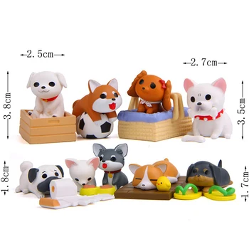 

8pcs/lot Siberian husky Figure DIY Resin Toy Welsh Corgi Dog PVC Collection Model Toy Gift for Home Landscape Decoration