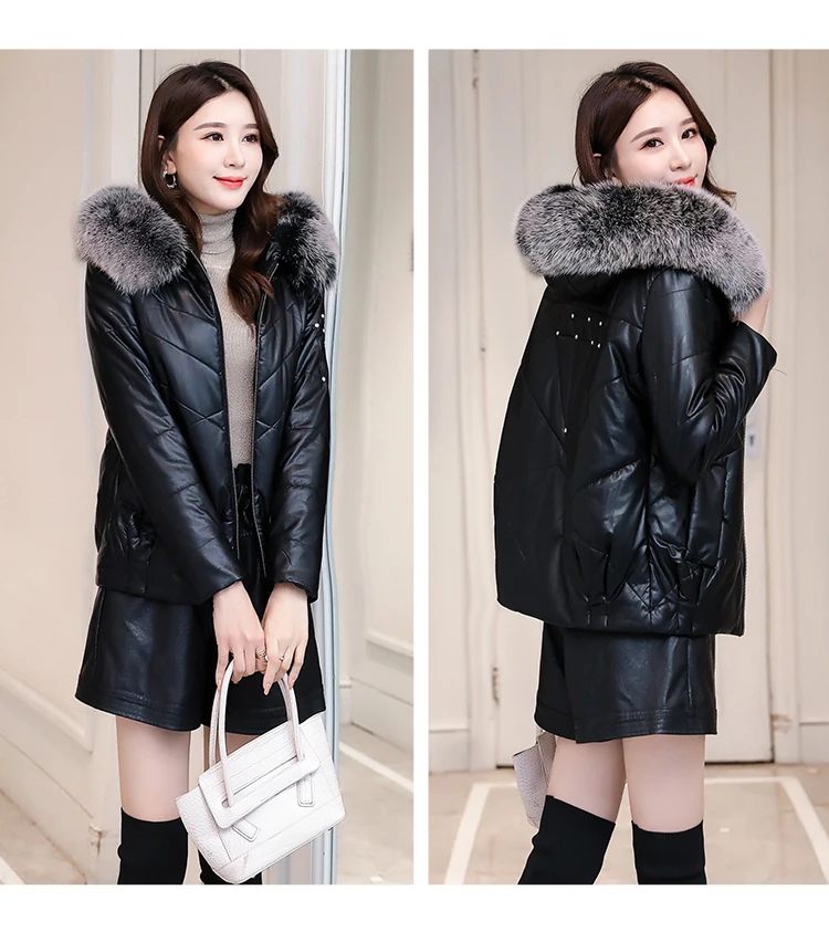Новинка, высокое качество, натуральный мех, пальто для женщин, корейский лисий мех, воротник из чистой овчины, женская зимняя куртка размера плюс, натуральная кожа