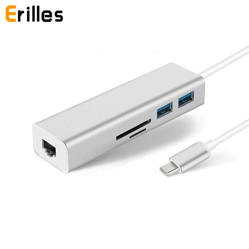 5 в 1 USBC к Rj45 USB 3 0 SD TF слот для карты концентратор 1000 Мбит/с RJ45 Gigabite Ethernet Lan адаптер