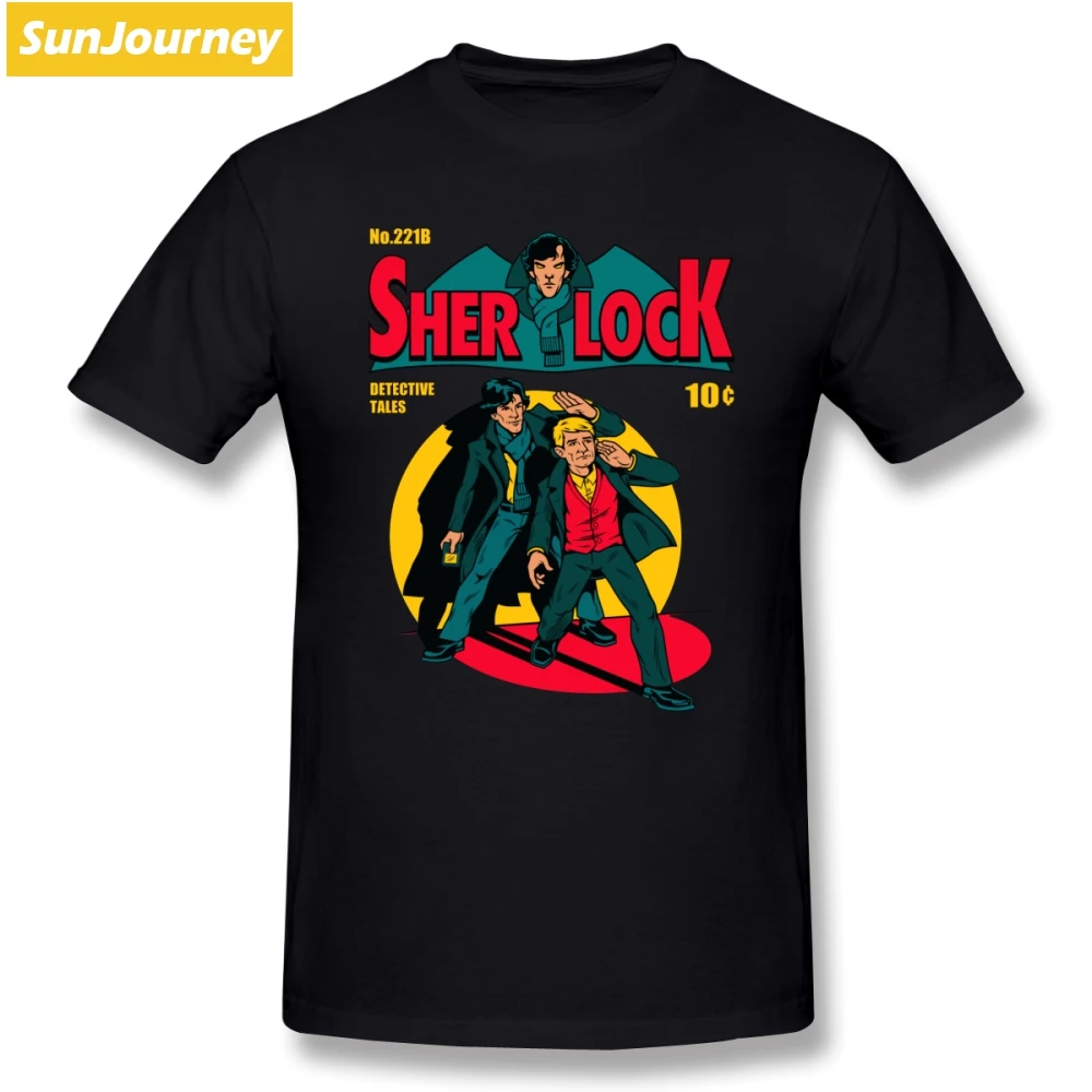 

Sherlock Comic T Shirt Short Sleeve Custom Brand Clothing New Style Streetwear Plus Size O-Neck Cotton Funny T Shirts