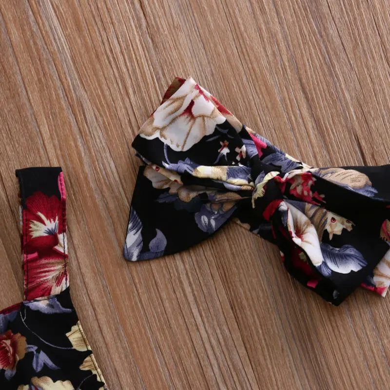 Комплект из 2 предметов одежды для новорожденных Одежда для маленьких девочек, Цветочный комбинезон, комбинезон без рукавов, Костюмы Одежда с повязками