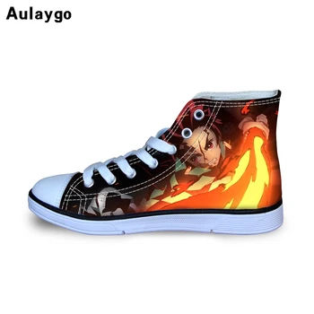 

Aulaygo Kimetsu No Yaiba Children Shoes Print High Top Canvas Shoe Skids Boy Fashion Cartoon Classic Sneaker Sporting Footwear
