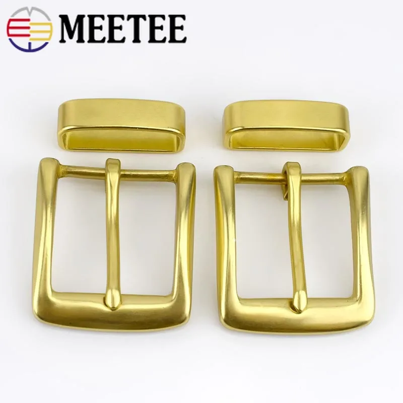 Meetee 40mm 솔리드 브래스 벨트 버클 남성 여성 금속 핀 버클 헤드 벨트 38-39mm DIY 가죽 공예 청바지 액세서리