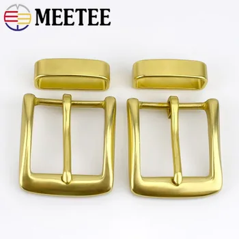 

Meetee 40mm Solid Brass Belt Buckle Men Women Metal Pin Buckles Head For Belts 38-39mm DIY Leather Craft Jeans Accessories