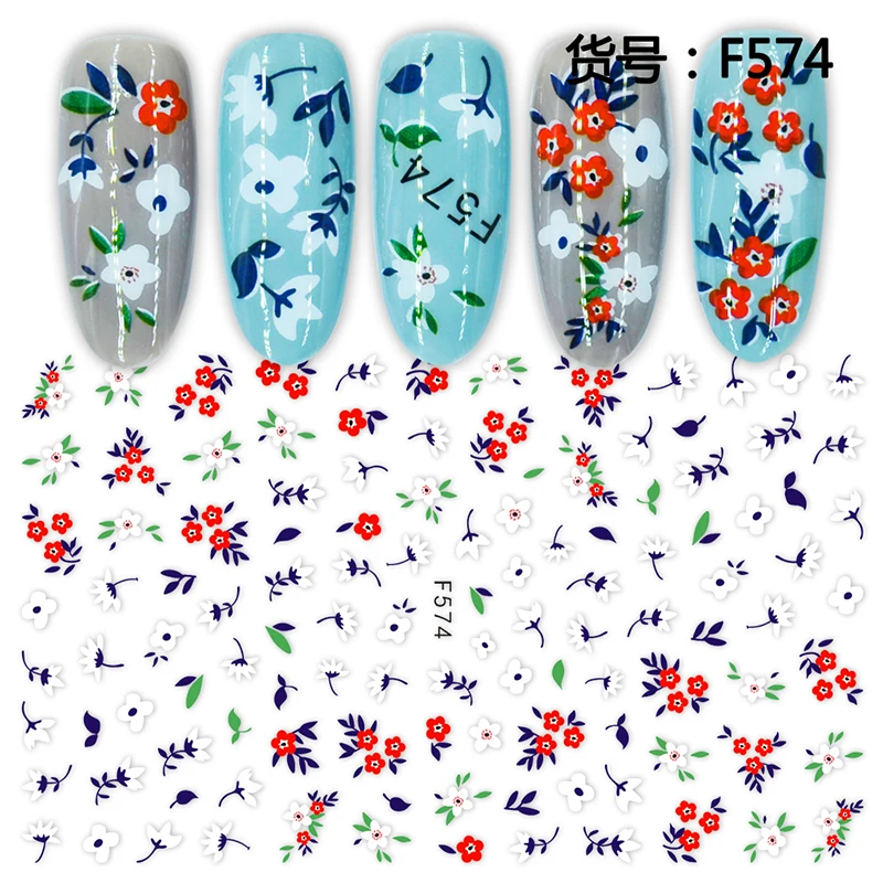 10pcs Nail Butterfly Flower Print Sticker for Nail Decorations Manicure Adhesive Tips 3D Small Fresh Nail Polish Wraps Accessory