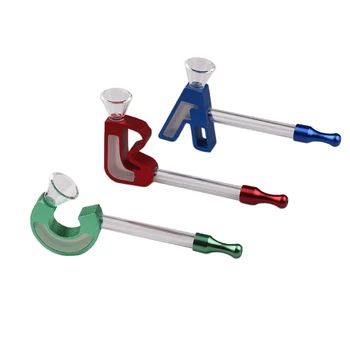 

1PC New Creative Portable Removable Type Premium Glass Smoking Smoking Pipe Metal Cigarette Holder Smoking Tobacco Pipe