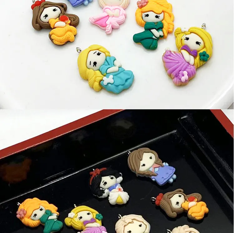 9 шт. 33*23 мм Kawaii плоские пластмассовые Очаровательные Подвески с героями мультфильмов очарование принцессы для DIY украшения волос чехол для телефона аксессуары LL141