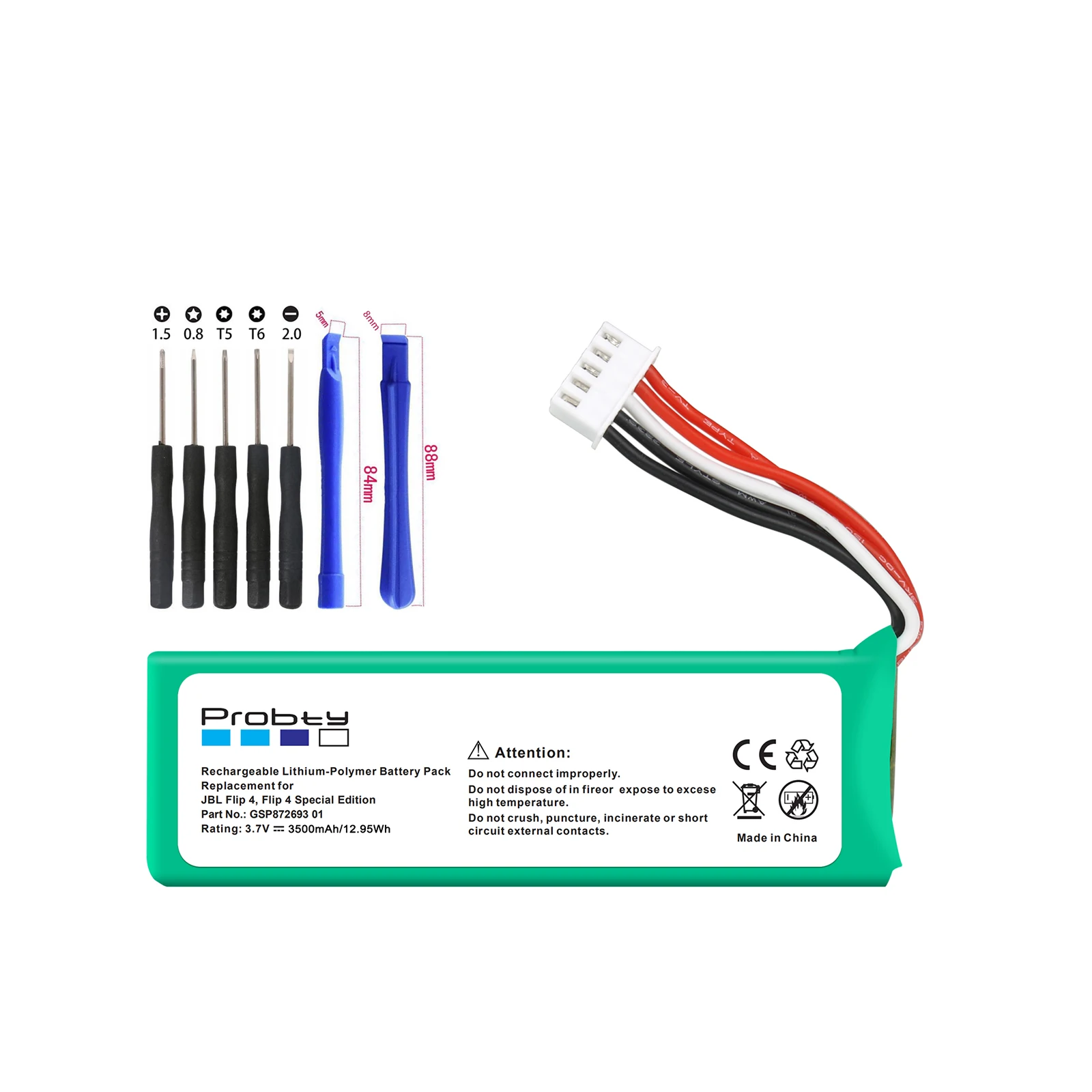 3.7V 3500mAh Battery GSP872693 01 Replacement for JBL Speaker Flip 4 Flip 4 Special Edition + repair tool