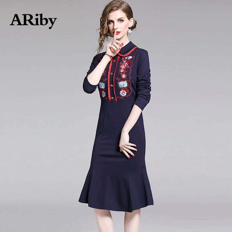 Женское облегающее платье aribby офисное в стиле ретро с длинным рукавом и
