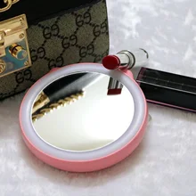 5200MAh Portable Mini Mobile Power, Portable Mirror Wireless USB Charging, with LED Lighting, Mini Vanity Mirror, Compact Travel