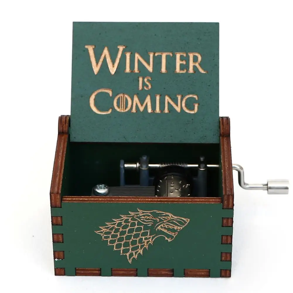 Antique Wooden Carved Music Box Hand Cranked Black Game of thrones Music Box Birthday Gift Christmas Gift Cajas de Musical Box