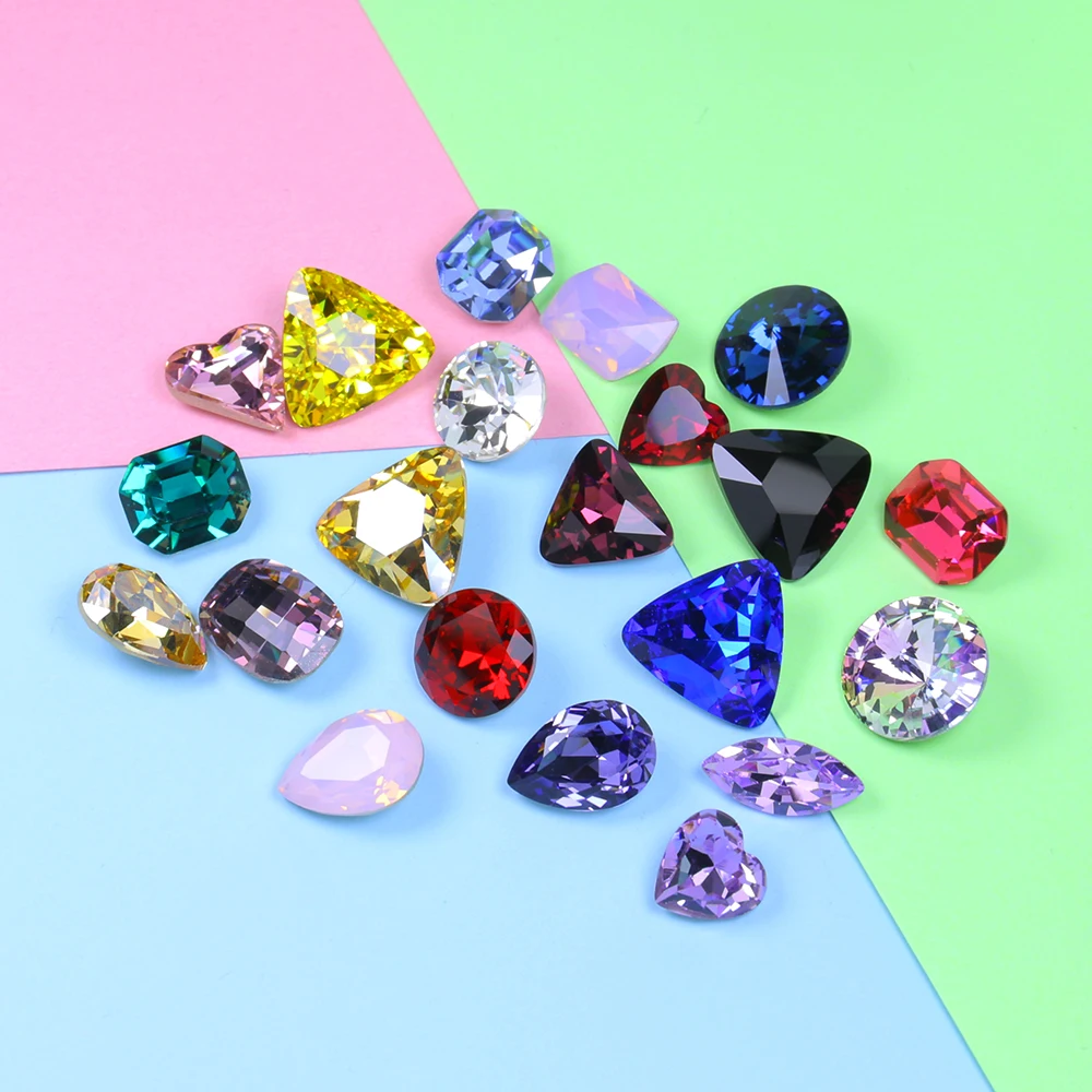 100 шт. разные цвета блестящие кристаллы и камни стразы 10 15 мм украшения для ногтей