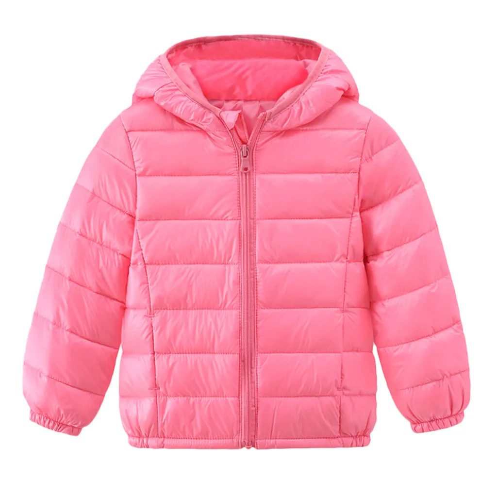 Детское пальто коллекция года, осенне-зимняя куртка для мальчиков и девочек, детская одежда верхняя одежда с капюшоном Одежда для мальчиков-подростков пальто на 3, 4, 5, 6, 7, 8 лет - Цвет: Pink