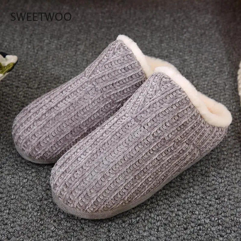 2021 new striped cotton slippers men and women couple wool cotton slippers casual home warm slippers