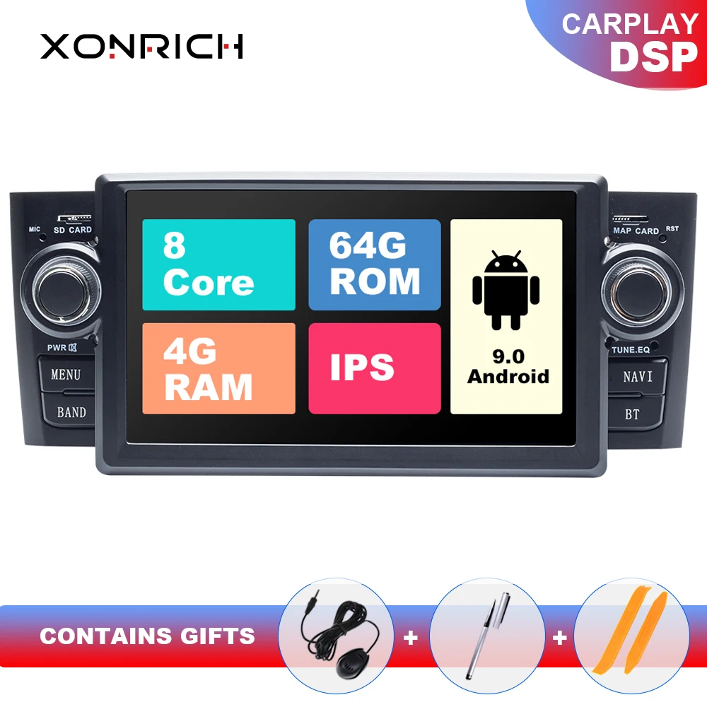 4G 64G DSP Android 9,0 автомобильный dvd-плеер для Fiat Grande Punto Linea 2007-2012 gps навигация Мультимедиа Радио экран