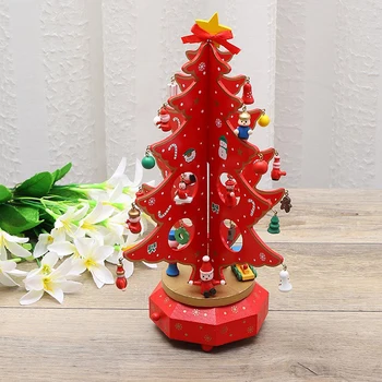 

Christmas Tree ​Music Box Wooden Christmas Tree Rotating Music Box Christmas Tree Music Toy Indoor Decoration For Children Gift