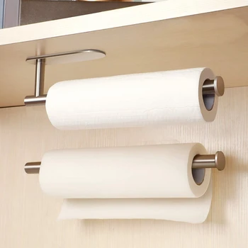 

2 Pcs Self Adhesive Paper Towel Holder Under Cabinet Paper Towel Rack Roll Tissue Hanger Organizer