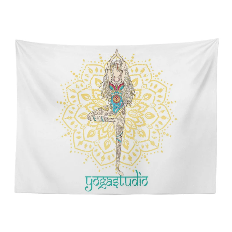 Индия Йога МАНДАЛА ГОБЕЛЕН цветы на стене девушка санскрит Boho Одежда для дома, пляжа украшения аксессуары Одеяло 130 см полиэстер