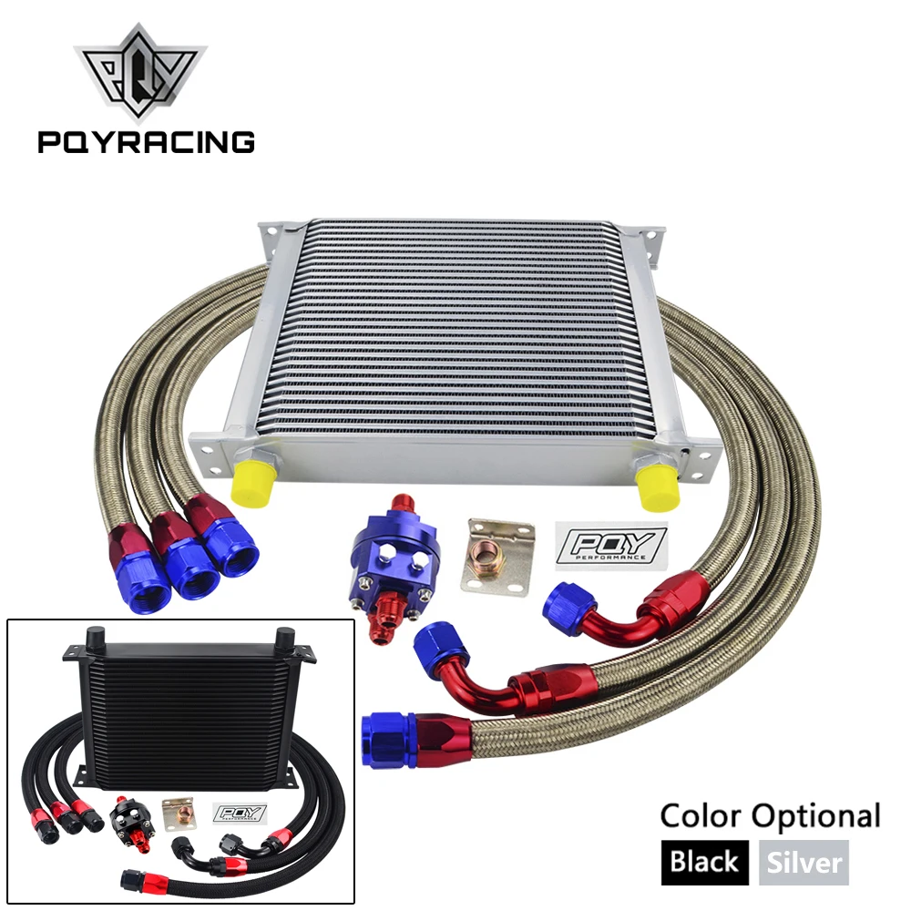 30 Rows Oil Cooler Kit Universal AN10 + Filter Adapter Staniless Steel Braided Hose With PQY Sticker+Box | Автомобили и мотоциклы