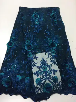 

New 5 yards gold african lace fabric 2019 african french lace fabric with beads tulle lace nigerian lace fabrics for dress