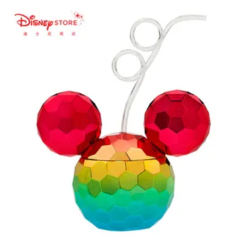 

Original Shanghai Disneyland Park Mickey Head Portraits Rainbow Plastic Cup Cartoon Modelling Straw Cup Kids Gift X5790