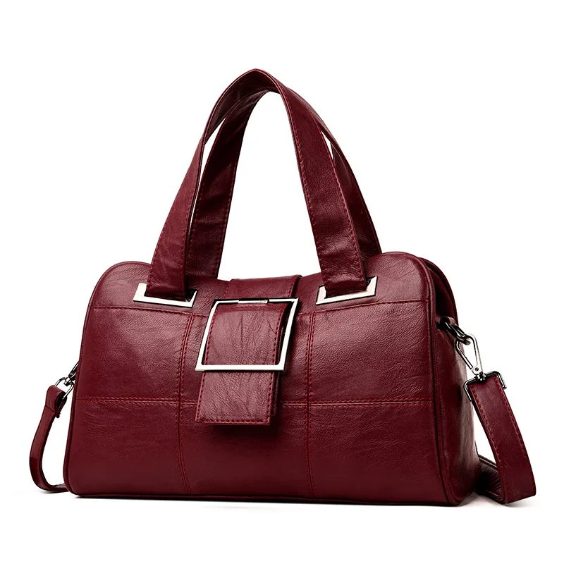 

european leather women's bag 2019 fashion plaid shoulder bags big tote bag luxury designer female handbag messenger bags sac red