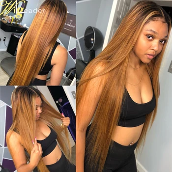 

Wigleader Ombre Remy Human Hair Lace Front Wigs Preplucked 13x6 Lace Frontal Wigs Dark Root Remy Hair Wigs With Baby Hair
