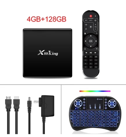 Black I8backlit X88 King Android9.0 коробка Amlogic S922x шестиядерный 4 Гб 128 Гб двойной wifi 4 к HD BT5.0 IP ТВ приемник лучший Отт android tv box PK X88 pro - Цвет: Black I8backlit