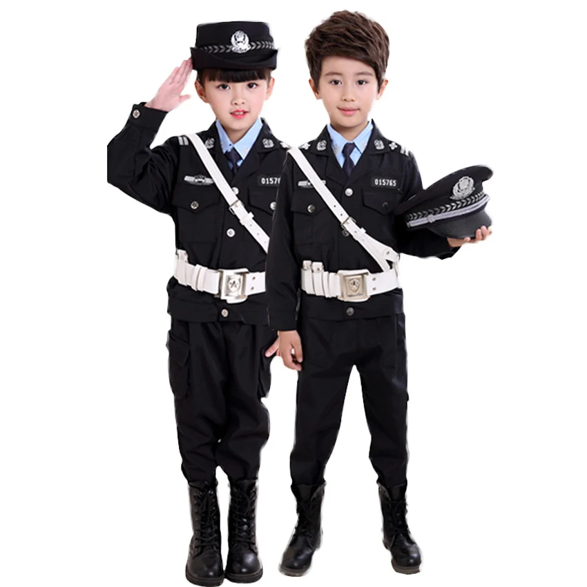 Полиция дорожного движения Cop косплей костюмы для маленьких мальчиков Хэллоуин