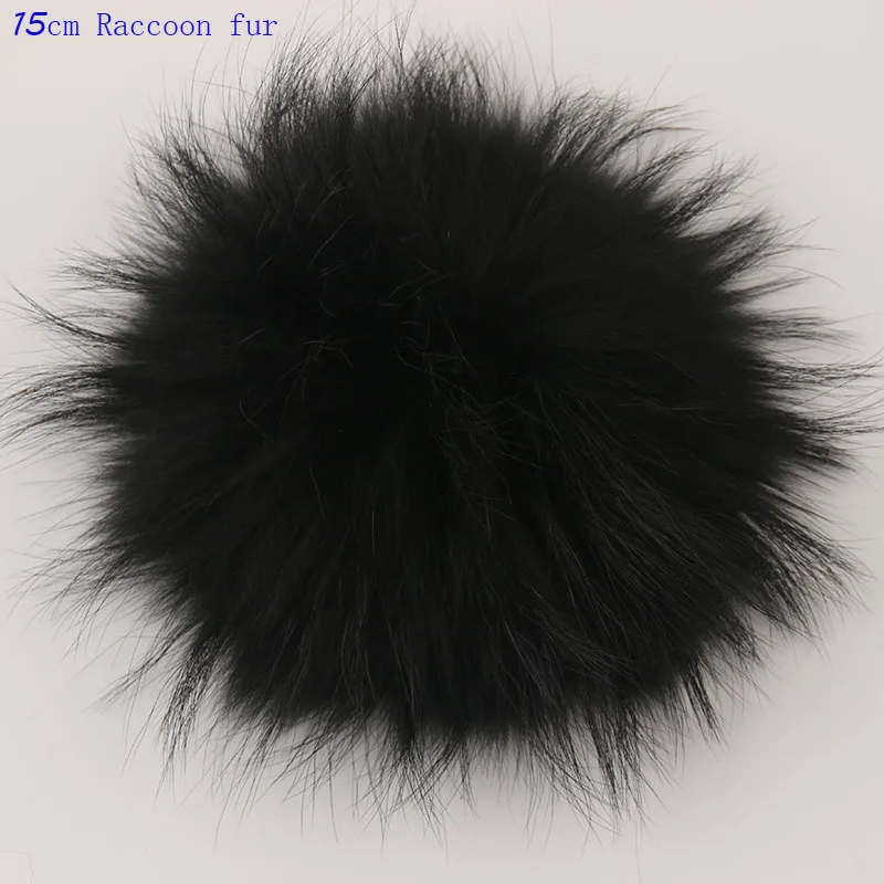 black 15cm 5 шт. 15 см помпоны из натурального меха енота 13 см помпоны из меха лисы помпоны из натурального меха шляпа и Сумка Обувь шарфы аксессуары - Цвет: black 15cm