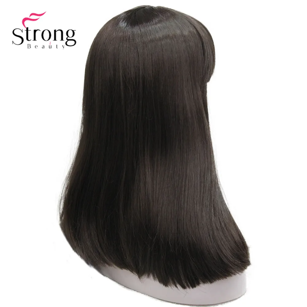 StrongBeauty Женские синтетические парики волосы черный/Блонд длинные прямые аккуратная челка стиль Natura парик волосы