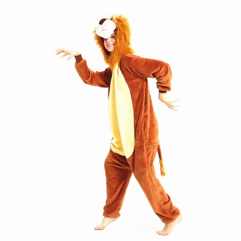 Взрослый лев Король кигуруми женщин и мужчин косплей костюм мультфильм пижама-ползунки Хэллоуин Карнавал вечерние комбинезоны