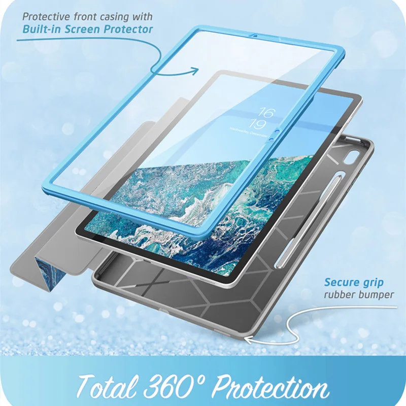 Capa para Samsung Galaxy Tab s7 fe 12.4 Lançamento 2023 Capa Inteligente Cosmo de Corpo Inteligente Três Camadas com Protetor de Tela Embutido - Imagem 4