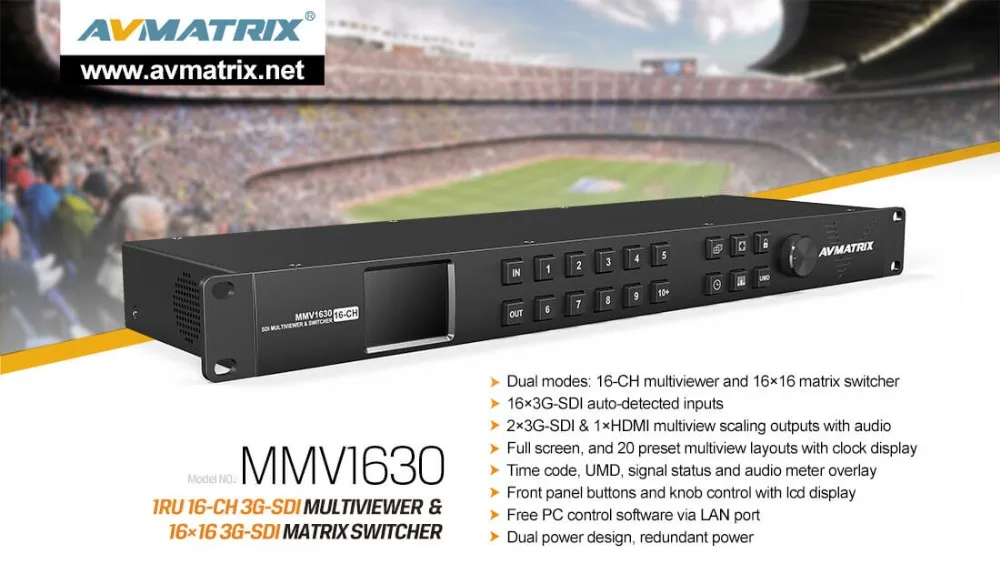 AVMATRIX MMV1630 стойку Multiviewer AVMATRIX 16-канальный видеорегистратор 3G-SDI Видео Матричный коммутатор