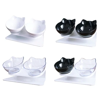 

Cat double bowl, non-slip cat head bowl, cervical vertebra pet water bowl food bowl Double Cat Bowl Clear Dog Bowl