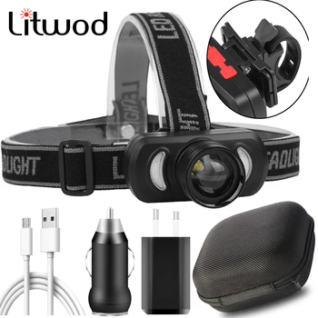

Rechargeable Headlight Built-in Battery Headlamp USB LED Head Light Waterproof Head Lamp White Red Lighting For Cycling