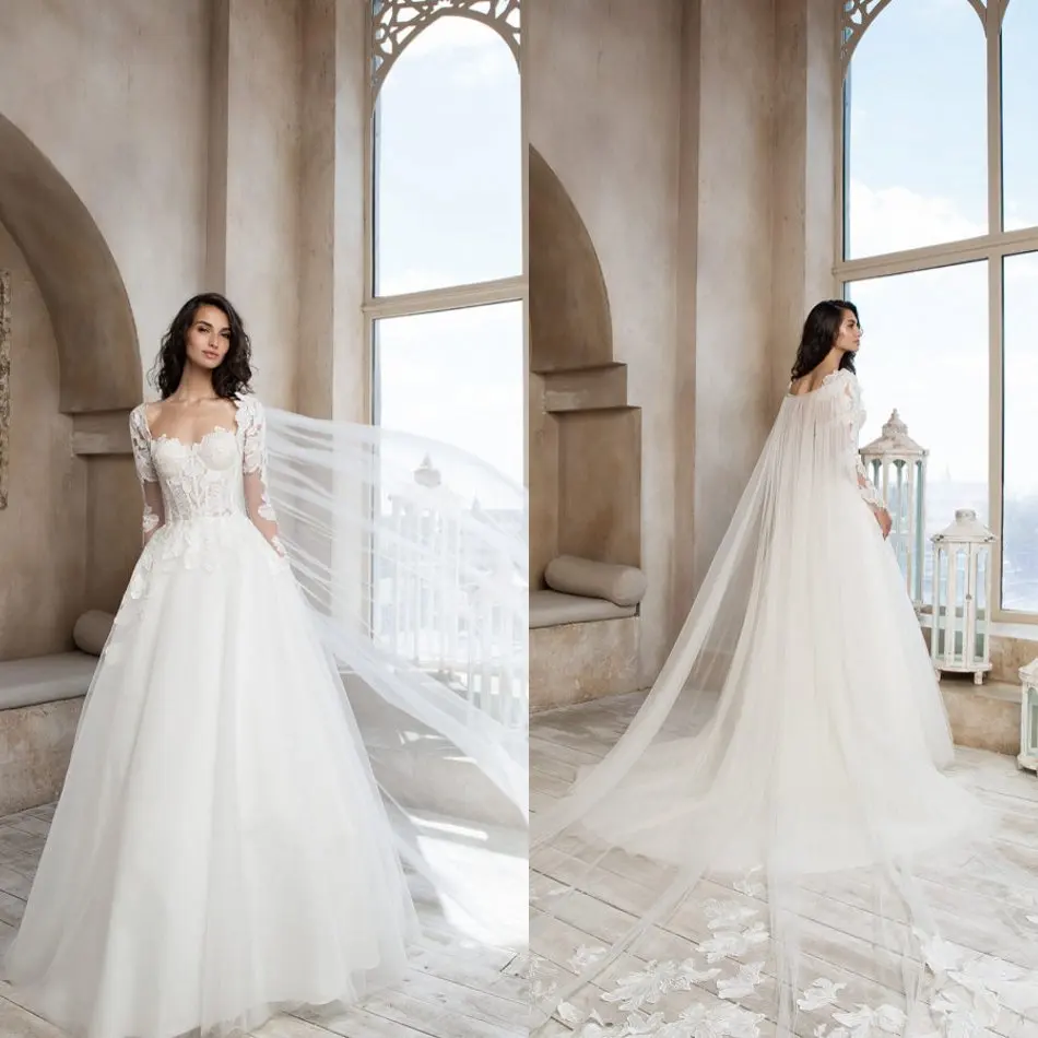 

Berta 2020 Wedding Dresses with Wrap Square Lace Beach Bridal Gowns Backless Sweep Train A Line Wedding Dress Vestidos De Novia