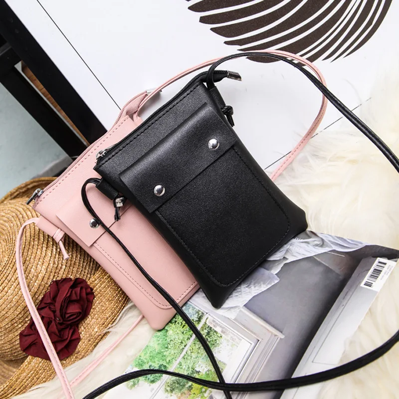 

2019 New Style Simple Korean-style Magnetic Snap Square Sling Bag Retro Simple One-Shoulder Oblique Mobile Phone Bag