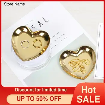 

Heart-Shaped shou shi pan Nordic Ins Style Gold Ornament Ring Tray Metal Ornament Ornament Display zhan shi pan