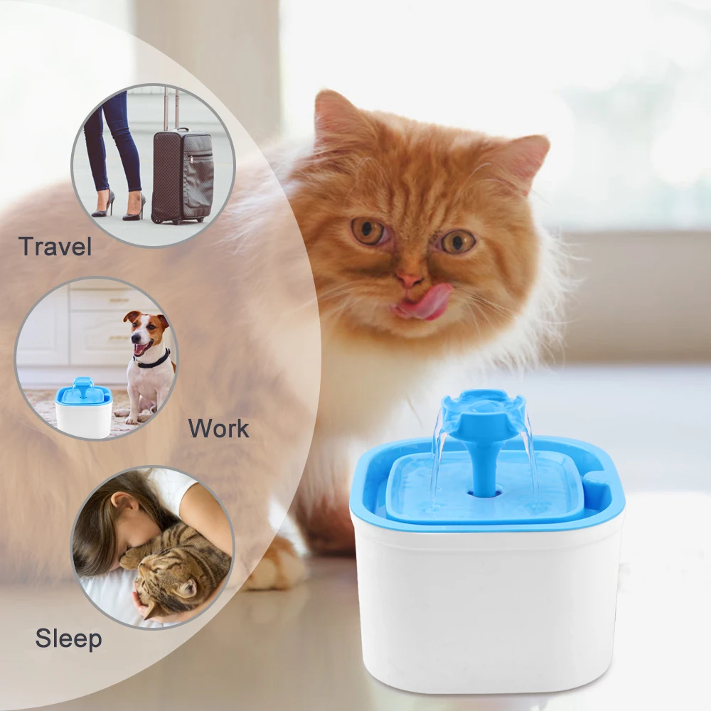 

Hot New 2.4L Automatic Dog Water Fountain Round Nozzle UV Sterilize Power-off Protection Pet Water Fountain Pet Products